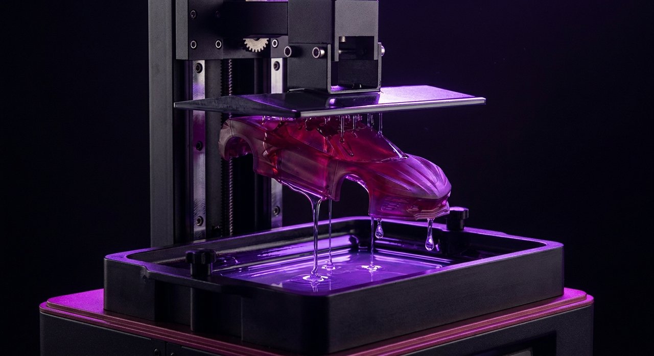 Фотополимерный 3D-принтер в процессе печати
